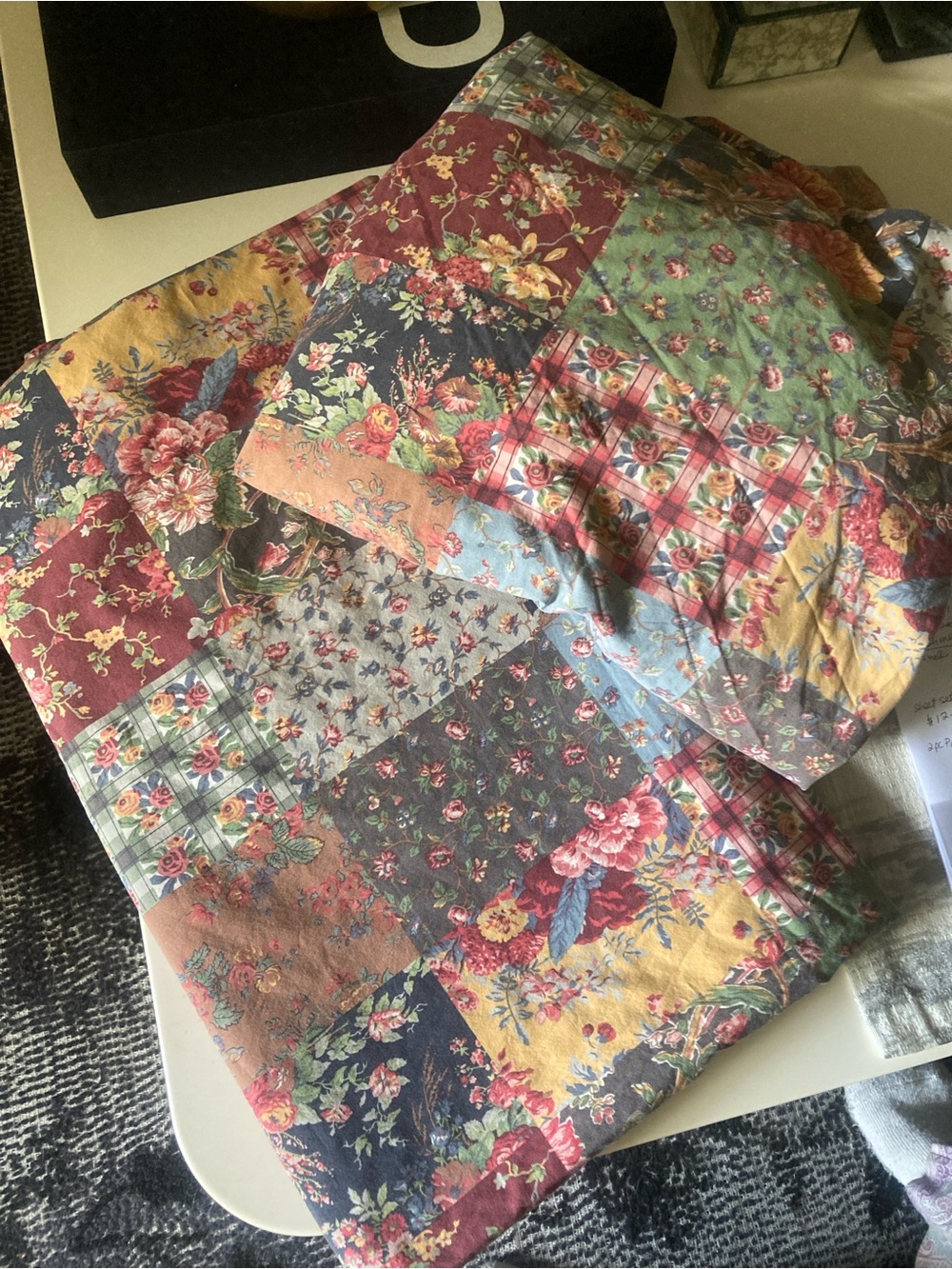 Ralph Lauren 2pc Set Darby Queen Flat & Fitted Sheet 💯Cotton patchwork 80’s 90s